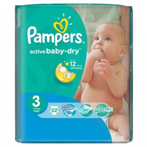 ПАМПЕРС ПОДГУЗН. АКТИВ БЕБИ ДРАЙ 3 МИДИ 5-9КГ №22 [PAMPERS]