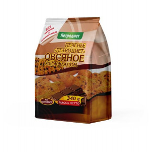ПЕТРОДИЕТ ПЕЧЕНЬЕ ОВСЯНОЕ НА ФРУКТОЗЕ С КУСОЧКАМИ ШОК. 340Г.