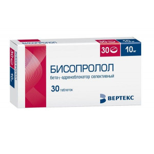 БИСОПРОЛОЛ 10МГ. №30 ТАБ. П/П/О /ВЕРТЕКС/ БИСОПРОЛОЛ 10МГ. №30 ТАБ. П/П/О /ВЕРТЕКС/