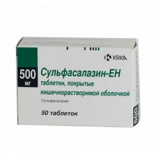 СУЛЬФАСАЛАЗИН-ЕН 500МГ. №50 ТАБ.КШ/РАСТВ. П/П/О /KRKA/