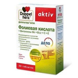 ДОППЕЛЬГЕРЦ АКТИВ ФОЛИЕВАЯ К-ТА+ВИТ.С+ВИТ.Е+ВИТ.В6+ВИТ.В12 №30 ТАБ.