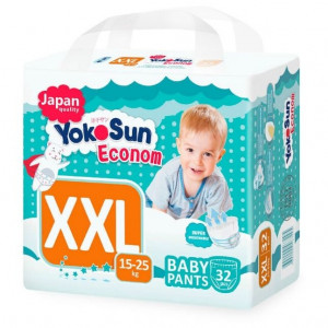 ЙОКОСАН ПОДГУЗНИКИ-ТРУСИКИ ЭКОНОМ 15-25КГ. Р.XXL №32 [YOKOSUN]