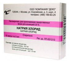 НАТРИЯ ХЛОРИД 0,9% 5МЛ. №10 Р-Р Д/ИН. АМП. /ДЕКО/