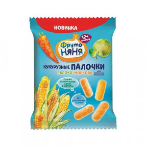 ФРУТОНЯНЯ ПАЛОЧКИ КУКУРУЗНЫЕ ЯБЛОКО+МОРКОВЬ 20Г. 12+МЕС.
