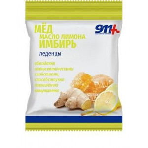 911 ЛЕДЕНЦЫ МЕД+ЛИМОН+ИМБИРЬ+ВИТ.С САХ. 50Г. 911 ЛЕДЕНЦЫ МЕД+ЛИМОН+ИМБИРЬ+ВИТ.С САХ. 50Г.